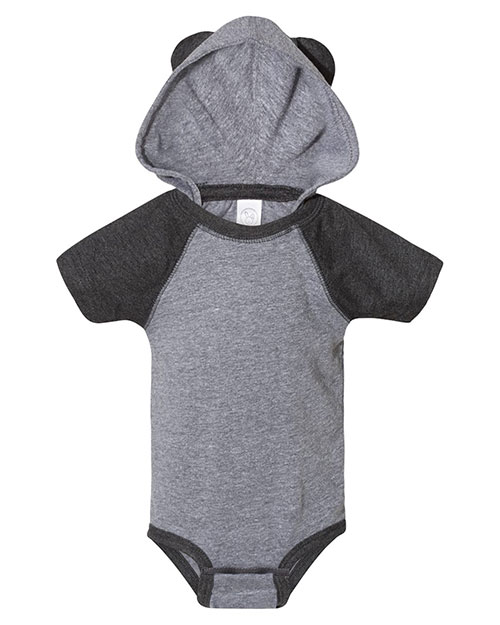 Rabbit Skins 4417 Toddler Fine Jersey Infant Short Sleeve Raglan Bodysuit with Hood & Ears at GotApparel