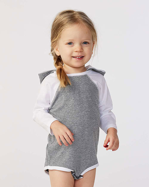 Rabbit Skins 4418 infants Long Sleeve Fine Jersey Bodysuit With Ears at GotApparel