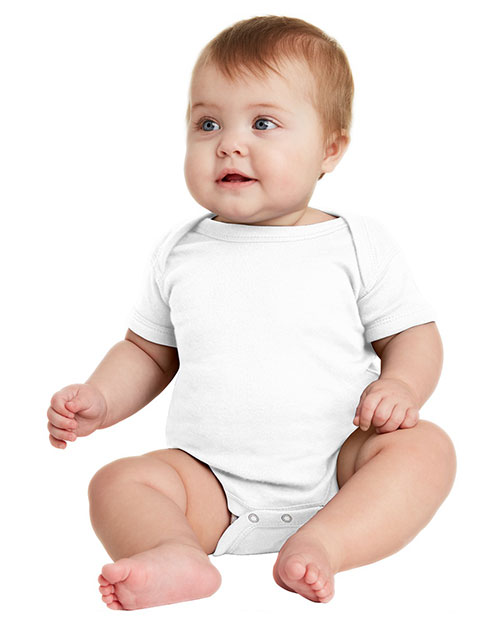 Rabbit Skins RS4400 Infant Short Sleeve Baby Rib Bodysuit at GotApparel
