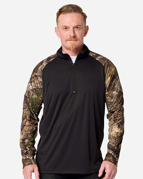RealTree RT5703 Unisex Realtree® Performance Colorblocked Quarter-Zip Pullover at GotApparel