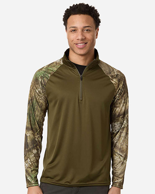 RealTree RT5703 Unisex Realtree® Performance Colorblocked Quarter-Zip Pullover at GotApparel
