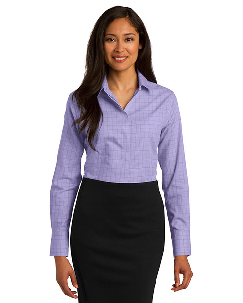 Red House RH71 Women Windowpane Plaid Non-Iron Shirt at GotApparel
