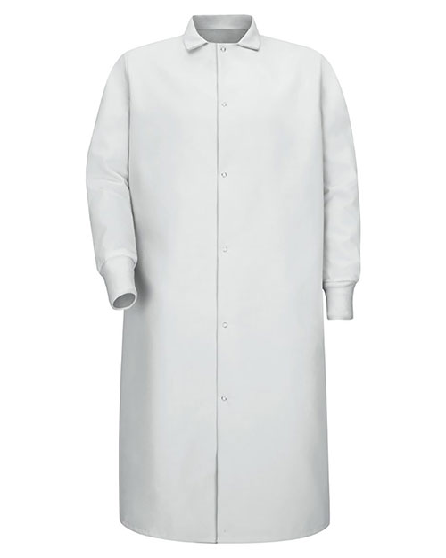 Red Kap KS60 Men Gripper-Front Pocketless Butcher Coat With Knit Cuffs at GotApparel