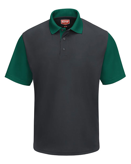 Red Kap SK56 Men Short Sleeve Performance Knit Color-Block Polo at GotApparel