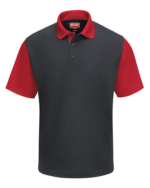 Red Kap SK56 Men Short Sleeve Performance Knit Color-Block Polo at GotApparel