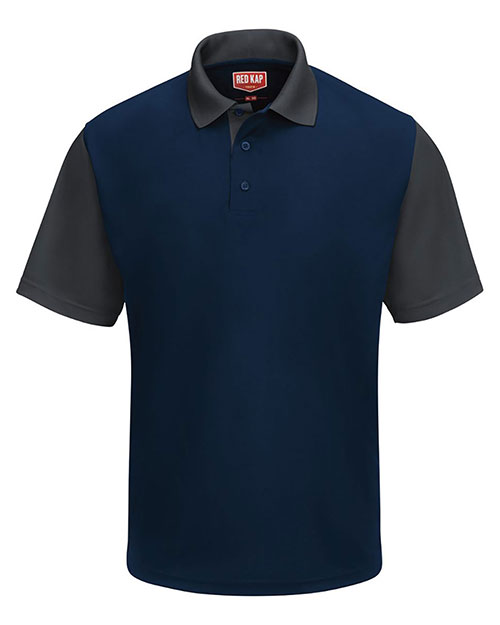 Red Kap SK56 Men Short Sleeve Performance Knit Color-Block Polo at GotApparel