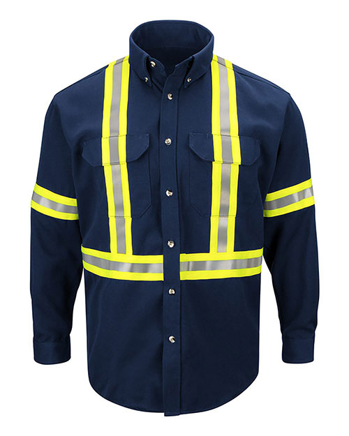 Red Kap SLUC Men's Dress Uniform Shirt with CSA reflective trim - EXCEL FR® ComforTouch at GotApparel