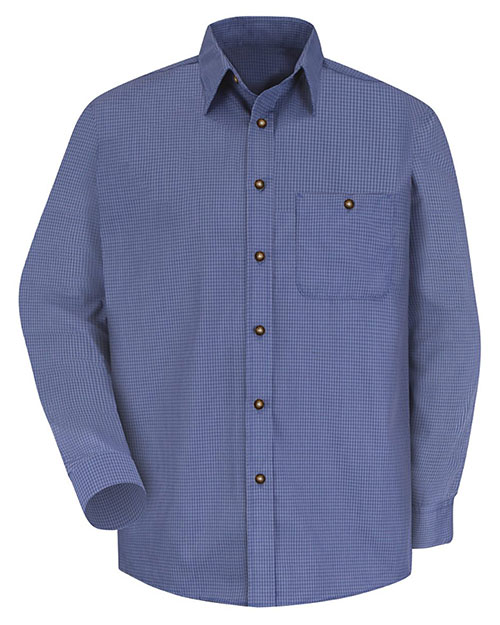 Red Kap SP74 Men Mini-Plaid Uniform Long Sleeve Shirt at GotApparel