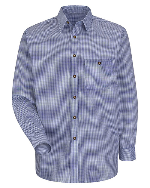Red Kap SP74 Men Mini-Plaid Uniform Long Sleeve Shirt at GotApparel