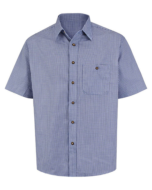 Red Kap SP84 Men Mini-Plaid Uniform Short Sleeve Shirt at GotApparel