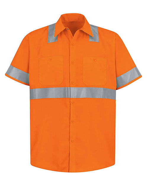 Red Kap SS24HVT High Visibility Safety Short Sleeve Work Shirt Tall Sizes at GotApparel