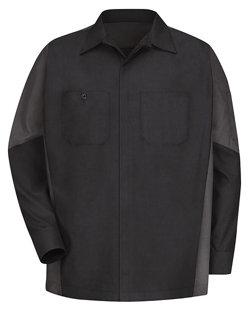 Red Kap SY10L Men Long Sleeve Automotive Crew Shirt - Long Sizes at GotApparel