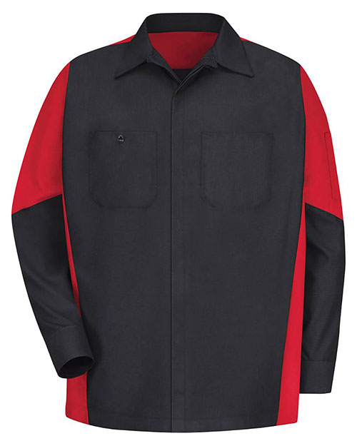 Red Kap SY10L Men Long Sleeve Automotive Crew Shirt - Long Sizes at GotApparel