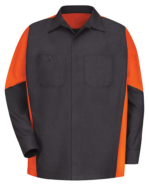 Red Kap SY10L Men Long Sleeve Automotive Crew Shirt - Long Sizes at GotApparel