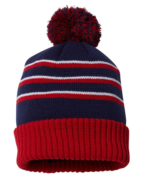 Richardson 134 Unisex Stripe Pom Cuffed Beanie at GotApparel