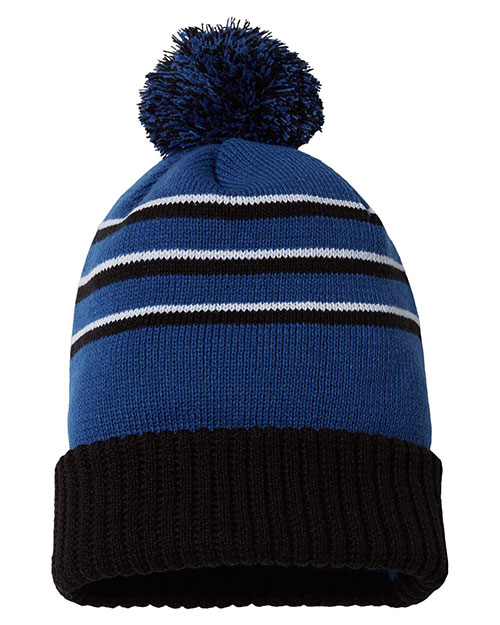 Richardson 134 Unisex Stripe Pom Cuffed Beanie at GotApparel