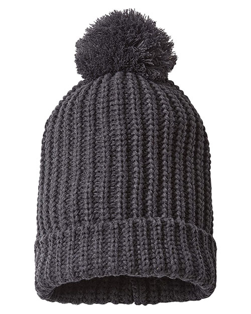 Richardson 143R Unisex Chunky Cable With Cuff & Pom Beanie at GotApparel