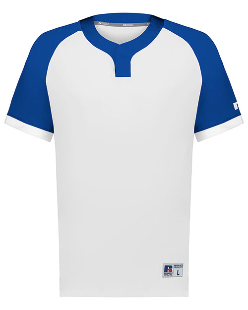 Russell Athletic R02X3B Youth Baseline Covered Placket Baseball Jersey at GotApparel