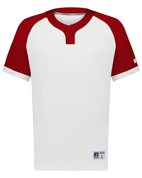 Russell Athletic R02X3B Youth Baseline Covered Placket Baseball Jersey at GotApparel