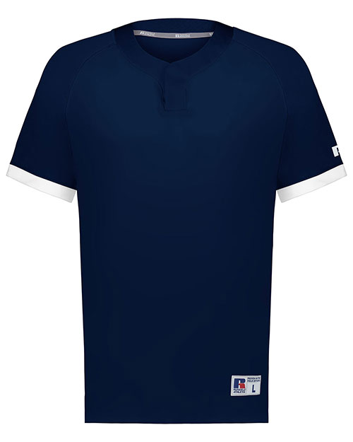 Russell Athletic R02X3M Baseline Covered Placket Baseball Jersey at GotApparel