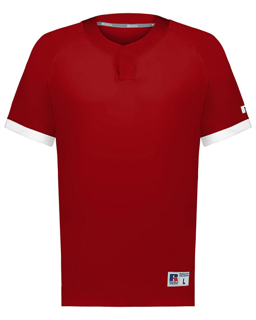 Russell Athletic R02X3M Baseline Covered Placket Baseball Jersey at GotApparel