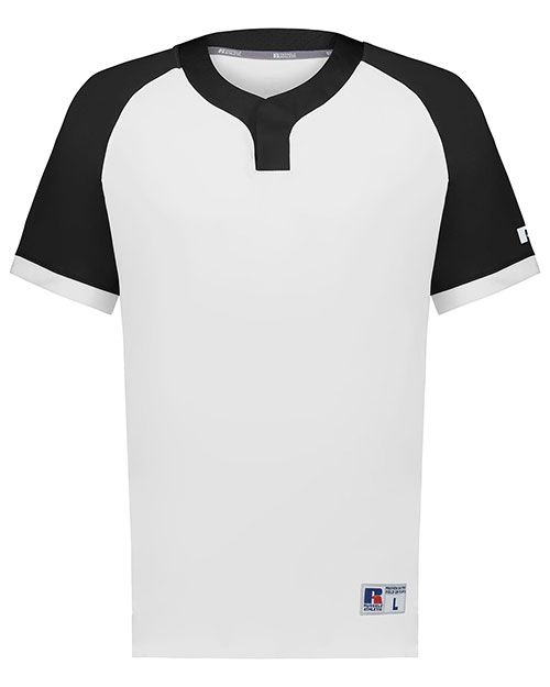 Russell Athletic R02X3M Baseline Covered Placket Baseball Jersey at GotApparel