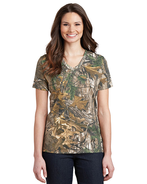 Custom Embroidered Russell Outdoor LRO54V Women Realtree 100% Cotton V-Neck Tee at GotApparel