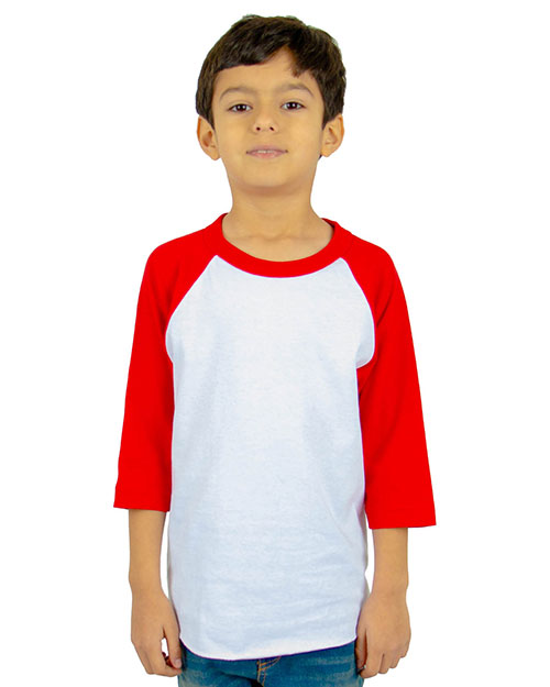 Shaka Wear SHRAGY Youth Three-Quarter Sleeve Raglan at GotApparel