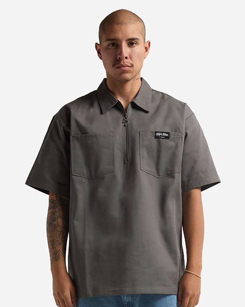 Shaka Wear SHQZWS Men's Work Heavyweight Quarter-Zip Short Sleeve Shirt at GotApparel