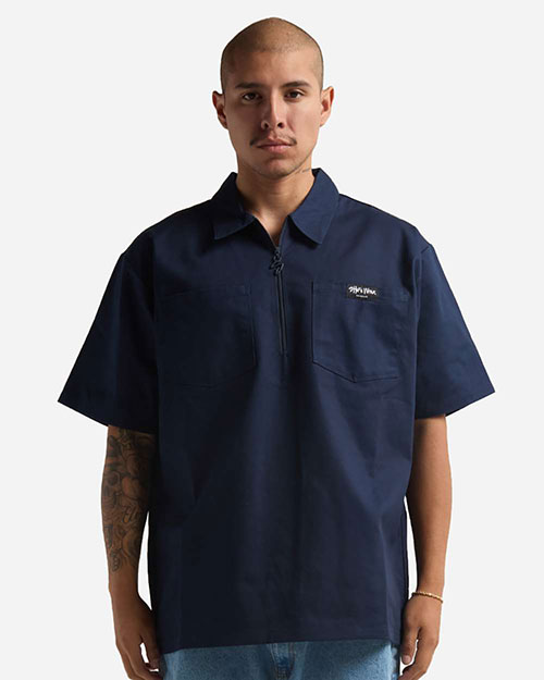 Shaka Wear SHQZWS Men's Work Heavyweight Quarter-Zip Short Sleeve Shirt at GotApparel