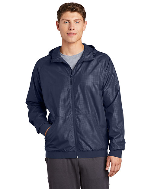 Sport-Tek JST53 Men Embossed Hooded Wind Jacket at GotApparel