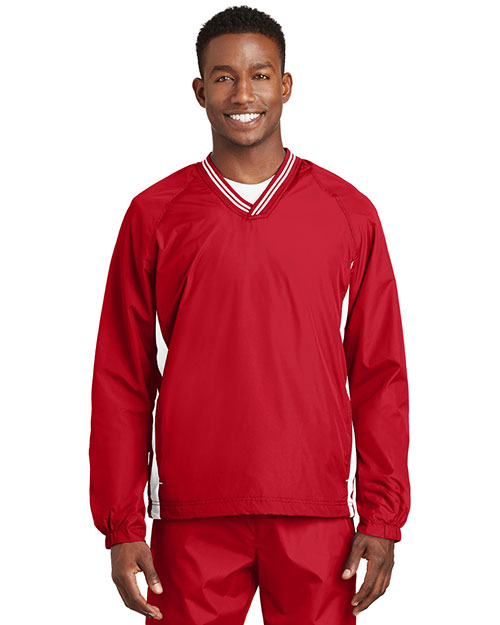 Sport-Tek JST62 Men Tipped V-Neck Raglan Wind Shirt at GotApparel