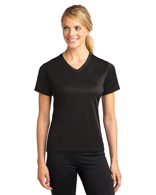 Sport-Tek L468V Women Dri Mesh V-Neck T-Shirt at GotApparel
