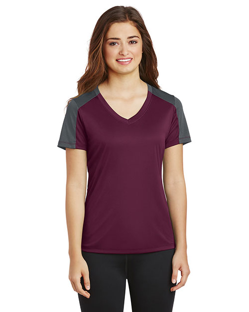 Sport-Tek® LST354 Women PosiCharge® Competitor Sleeve-Blocked V-Neck Tee at GotApparel