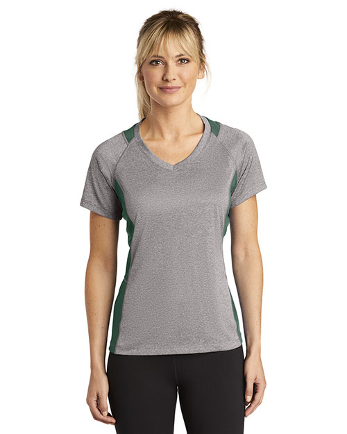 Sport-Tek® LST361 Women Heather Colorblock Contender   V-Neck Tee at GotApparel