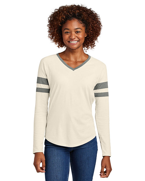 Sport-Tek ®  Ladies Halftime Stripe Long Sleeve V-Neck Tee LST6043 at GotApparel