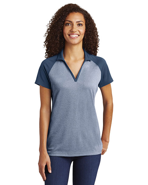 Sport-Tek® LST641 Women PosiCharge® RacerMesh Raglan Heather Block Touch™ at GotApparel