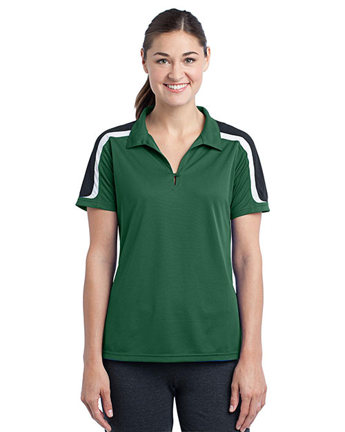 Sport-Tek® LST658 Women Tricolor Shoulder Micro Pique Sportwick Polo at GotApparel