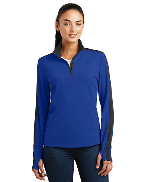 Sport-Tek® LST861 Women Sport-Wick Textured Colorblock 1/4-Zip Pullover at GotApparel