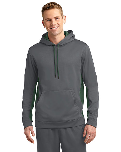 Sport-Tek® ST235 Men Sport-Wick Fleece Colorblock Hooded Pullover at GotApparel