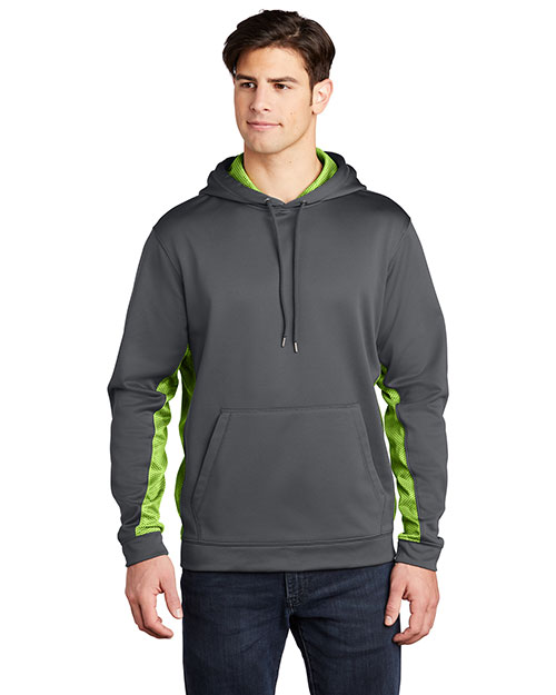 Sport-Tek® ST239 Men Sport-Wick Camohex Fleece Colorblock Hooded Pullover at GotApparel