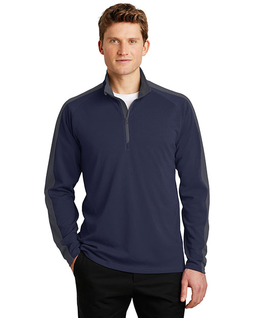 Sport-Tek® ST861 Men   Sport-Wick & Textured Colorblock 1/4-Zip Pullover at GotApparel