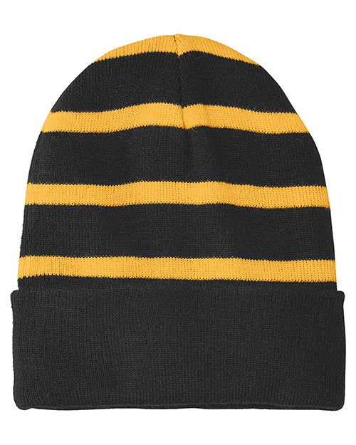 Sport-Tek® STC31 Unisex Striped Beanie With Solid Band at GotApparel