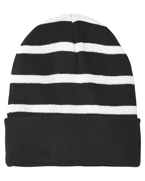 Sport-Tek® STC31 Unisex Striped Beanie With Solid Band at GotApparel