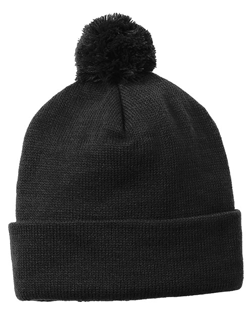 Sport-Tek STC37 Women Solid Pom Pom Beanie at GotApparel