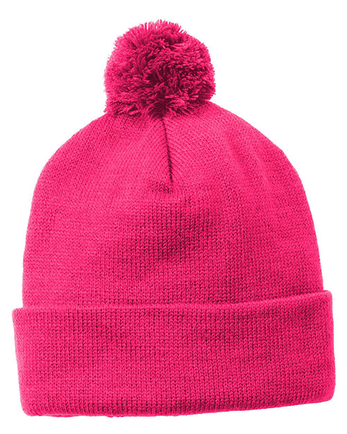 Sport-Tek STC37 Women Solid Pom Pom Beanie at GotApparel