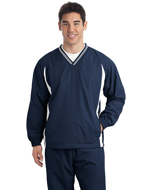 Sport-Tek® TJST62 Men Tall Tipped V-Neck Raglan Wind Shirt at GotApparel