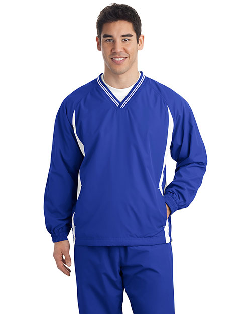 Sport-Tek® TJST62 Men Tall Tipped V-Neck Raglan Wind Shirt at GotApparel