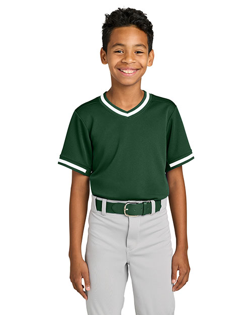 Sport-Tek YST221 ® Youth Tough Mesh V-Neck Baseball Jersey at GotApparel
