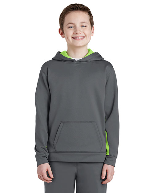 Sport-Tek® YST235 Boys Fleece Colorblock Hooded Pullover at GotApparel